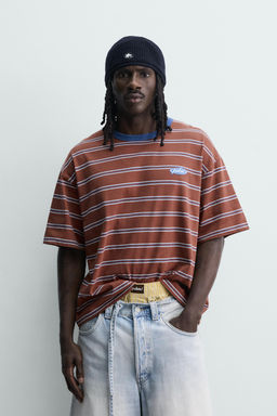 CAMISETA JACQUARD RAYAS PUKAS SURF X ZARA / Rayas marrones