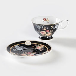 Чайная пара «Кобальт», 2 предмета: чашка 230 мл, блюдце d=15 см, керамика, чёрная