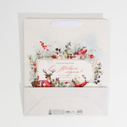 Цена за 2 шт. Пакет подарочный новогодний ламинированный С Новым годом, M 30?26?9 см