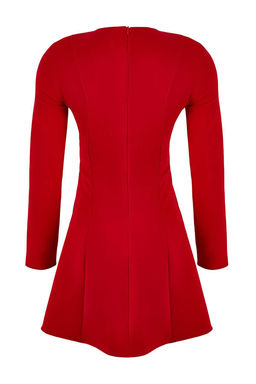 K?rm?z? Duz K?sa / Mini Dokuma Elbise TWOAW26EL00184