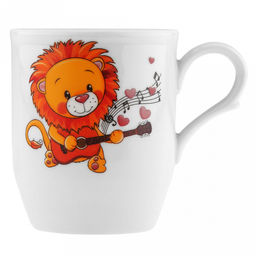 Кружка фарфоровая "Львята" 210мл, форма "Русское поле" (Россия)