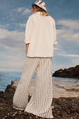 LIMITED EDITION STRIPED LINEN BLEND TROUSERS