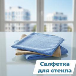 3 шт Салфетка из микрофибры гладкого плетения "Стекло" Плотность  260гр/м