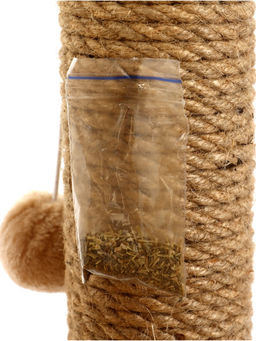 Домик для кошек с когтеточкой «Домосед», с лестницей и площадкой, 60×35×56 см, бежевый