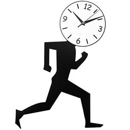 Часы настенные "Пробежка" 35х55х2,3см, мягкий ход, циферблат серый, пластм. черный (Китай)