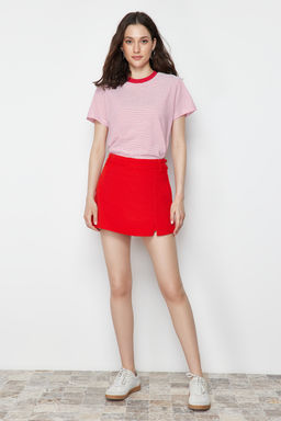 K?rm?z? Y?rtmacl? Denim Sort Etek TWOSS23SR00091