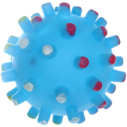 Цена за 6 шт. Игрушка - мячик для собак средних и мелких пород "ЗУБОЧИСТКА", цвет голубой, с пищалкой, d-6,5см (лейбл)