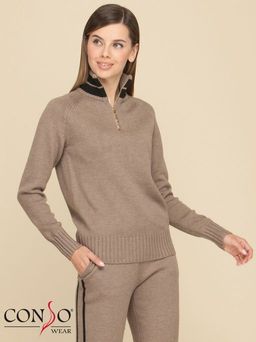 Conso/KS 190608 - cappuccino Костюм женский: джемпер+брюки фото 3