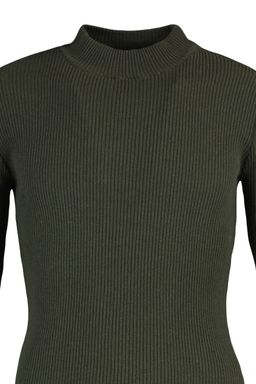 Haki Fitted Pamuklu Dar Kal?p Yar?m Bal?kc? Yaka Fitilli Triko Kazak TMNAW21KZ0568