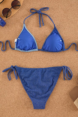 TRENDYOLMILLA Mavi Ucgen Renk Bloklu Simli Regular Bikini Tak?m? TBESS25BT00019  фото 7