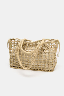 BOLSO DE MANO TRENZADO / Beige claro - Zara фото 2