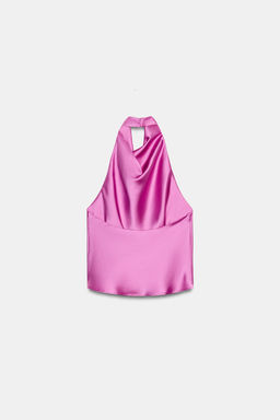 TOP HALTER SATINADO / Rosa / Lila - Zara фото 7