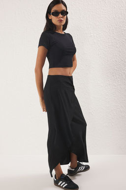 Trendyolmilla Siyah Ayrobin Dugum Detayl? Midi Etek TWOSS25ET00190  фото 2