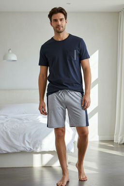 TRENDYOL MAN Yesil Regular Fit Panelli Orme Sortlu Pijama Tak?m? TMNSS25PT00035 - Trendyolmilla фото 10