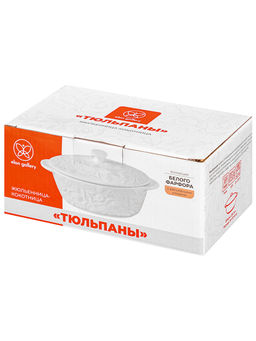 Жюльенница-кокотница 250 мл 16*10*8 см Тюльпаны с крышкой, фарфор - Elan gallery фото 6