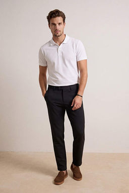 Siyah Straight Boru Pa_a Mevsimlik Erkek Dokuma Pantolon TMNSS26PL00013