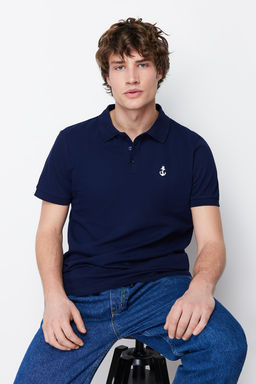 Lacivert Regular/Normal Kesim %100 Pamuklu Capa Nak?sl? Polo Yaka T-shirt TMNSS23PO00031