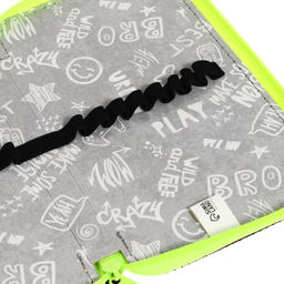 Пенал школьный, 2 секции, 11×19 см «Чёрный-ярко-салатовый»