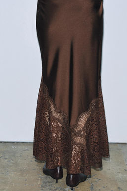 ZW COLLECTION SATIN LACE SKIRT - Zara фото 2