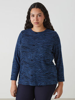 Bisiklet Yaka Desenli Uzun Kollu Kad?n Bluz