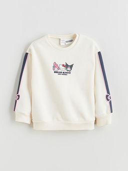 Bisiklet Yaka Hello Kitty Bask?l? K?z ?ocuk Sweatshirt ve E?ofman Alt