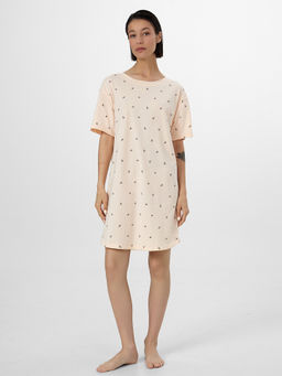 Сорочка ночная женская Mark Formelle бежевая с принтом