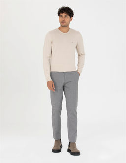 Gri Slim Fit Kanvas Pantolon