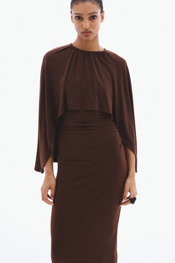 Vestido drapeado con capa decorativa - H&m фото 3