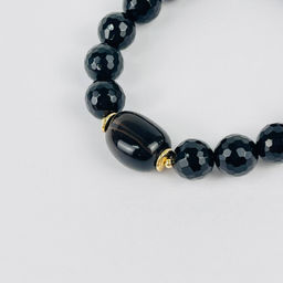 Браслет из черного Агата и Раухтопаза 17 см