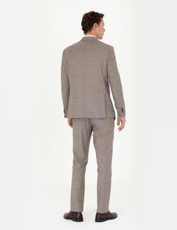A__k Kahverengi Slim Fit Y_n Kar___ml_ Tak_m Elbise