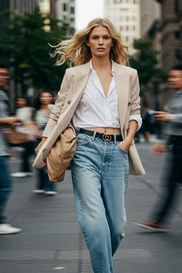 TRENDYOLMILLA Bej Regular Astarl? Kruvaze Kapama Dokuma Blazer Ceket TWOSS21CE0107  фото 20