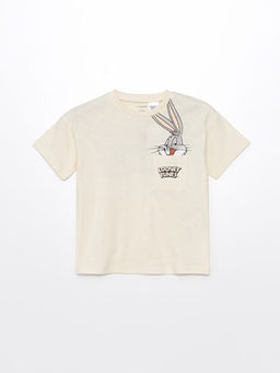 Bisiklet Yaka Bugs Bunny Bask?l? Erkek Bebek Ti??rt