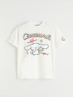 Bisiklet Yaka Cinnamoroll Bask?l? K?z ?ocuk Ti??rt