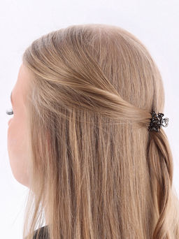 Цена за 6 шт. Крабик для волос «Серый блеск», 2.5 см, серебро