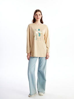 Bisiklet Yaka Bask?l? Kad?n Tunik