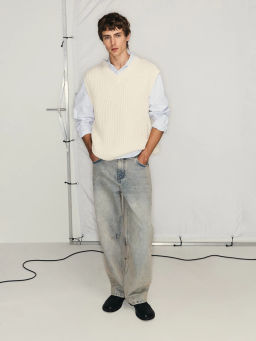 Вязаный жилет из 100% хлопка / Zarina  фото 2