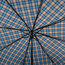 Зонт механический "Шотландка" плащевка, 8 лучей, д/купола 94см, 3 сложения, 24см в сложенном виде, пластмассовая ручка, сине-коричневый, 210гр (Китай)