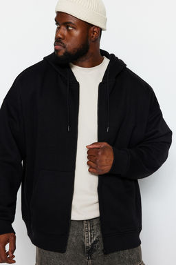 TRENDYOL MAN Siyah Buyuk Beden Oversize Kapusonlu Sweatshirt TMNAW24AO00003