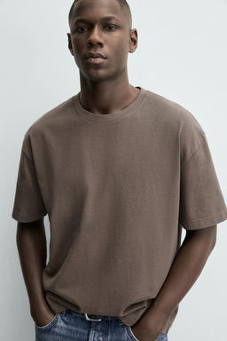 CAMISETA HEAVYWEIGHT B?SICA / Marr?n oscuro - Zara фото 5