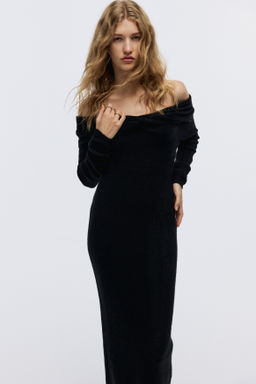 Vestido off-the-shoulder en punto fino - H&m фото 5