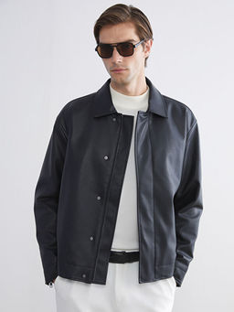 Rahat Kal?p G?mlek Yaka Erkek Deri G?r?n?ml? Ceket