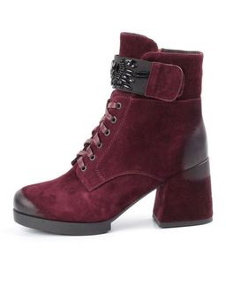 04-R135-2 BURGUNDY Ботинки зимние женские (натуральная замша, натуральный мех) - Фабричный китай фото 9