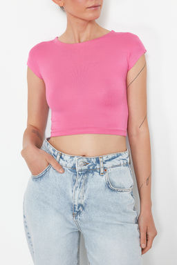 Siyah Crop Fitted Orme T-Shirt TEDSS24TS00017 - Trendyolmilla фото 5