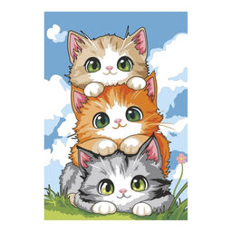 Картина по номерам на холсте 20х30 "Башня из котиков"