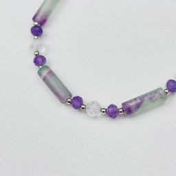 Браслет из Флюорита, Аметиста и Горного Хрусталя - Радуга самоцветов фото 3