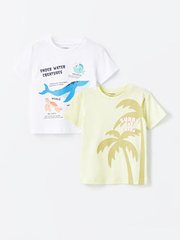 Bisiklet Yaka K?sa Kollu Bask?l? Erkek Bebek Ti??rt 2li