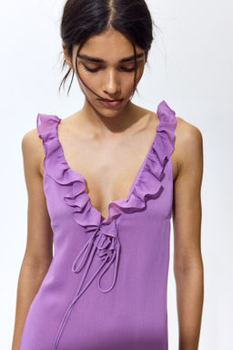 Vestido efecto arrugado con ribete de volantes - H&m фото 4