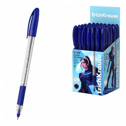Цена за 50 шт. Ручка шариковая ErichKrause U-109 Stick&Grip Classic 1.0, Ultra Glide Technology, цвет чернил синий (в коробке по 50 шт.)