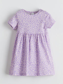 Bisiklet Yaka ?i?ekli K?z ?ocuk Elbise