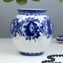 Ваза для цветов «Сирень», h=26 см, фарфор гжель, авт. Киселев А.